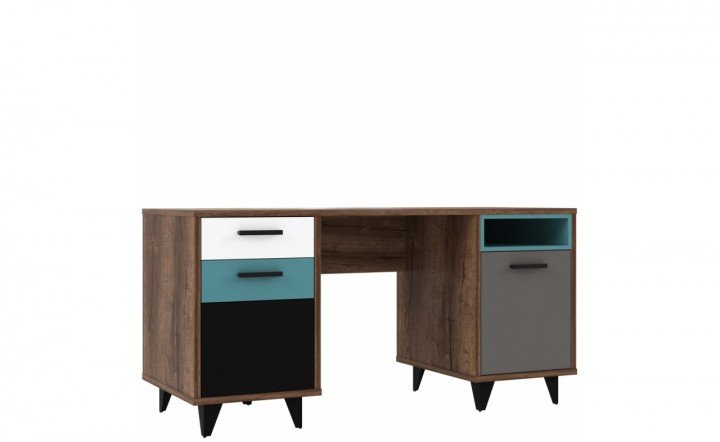 Стол письменный RAVEN RVXB221 Forte дуб благо / вольфрам серый / белый / черный